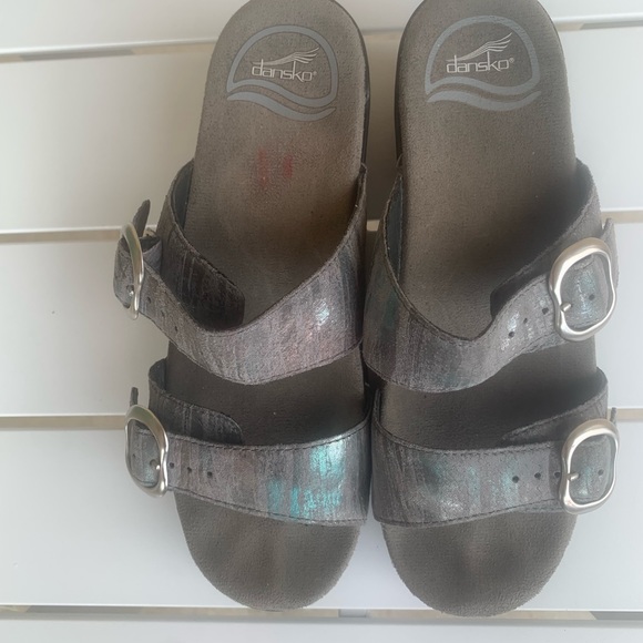 Dansko grey blue iridescent leather slip on clog size 5.5-6 (European 36) - Picture 8 of 14